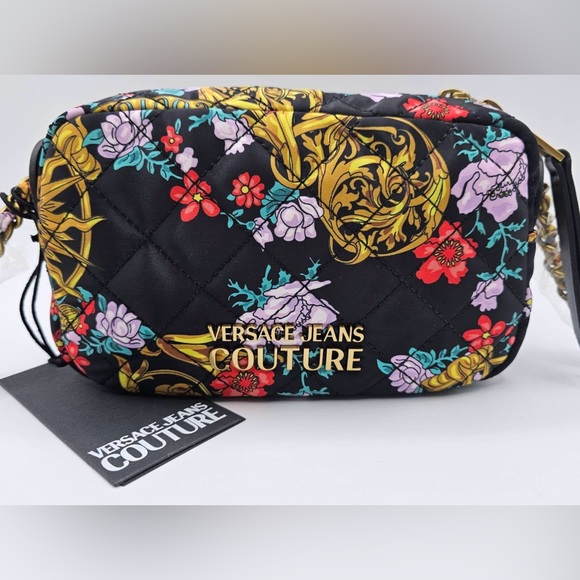Versace Jeans Couture Floral Pattern Quilted Crossbody - Picture 1 of 14